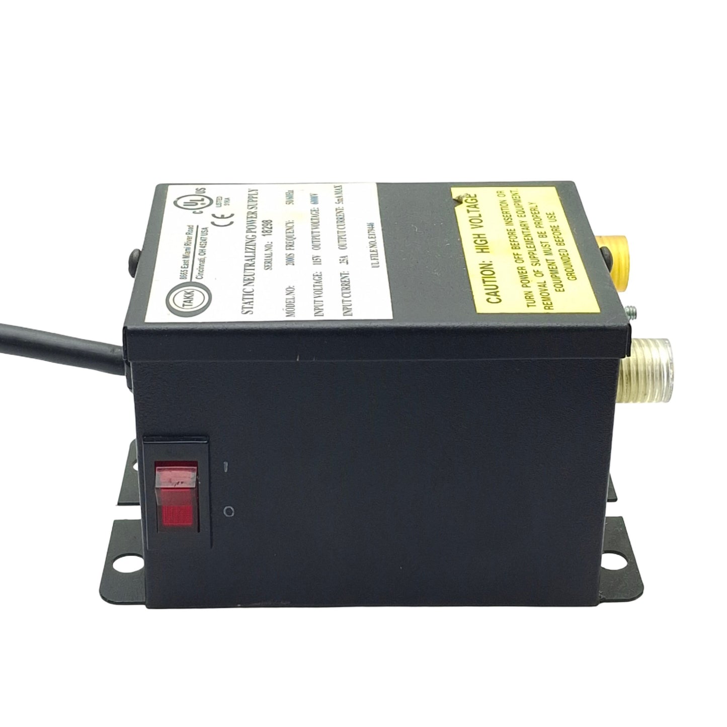 Used Takk Industries 2000S Power Supply For Static Eliminators, 115VAC Input, 6000V