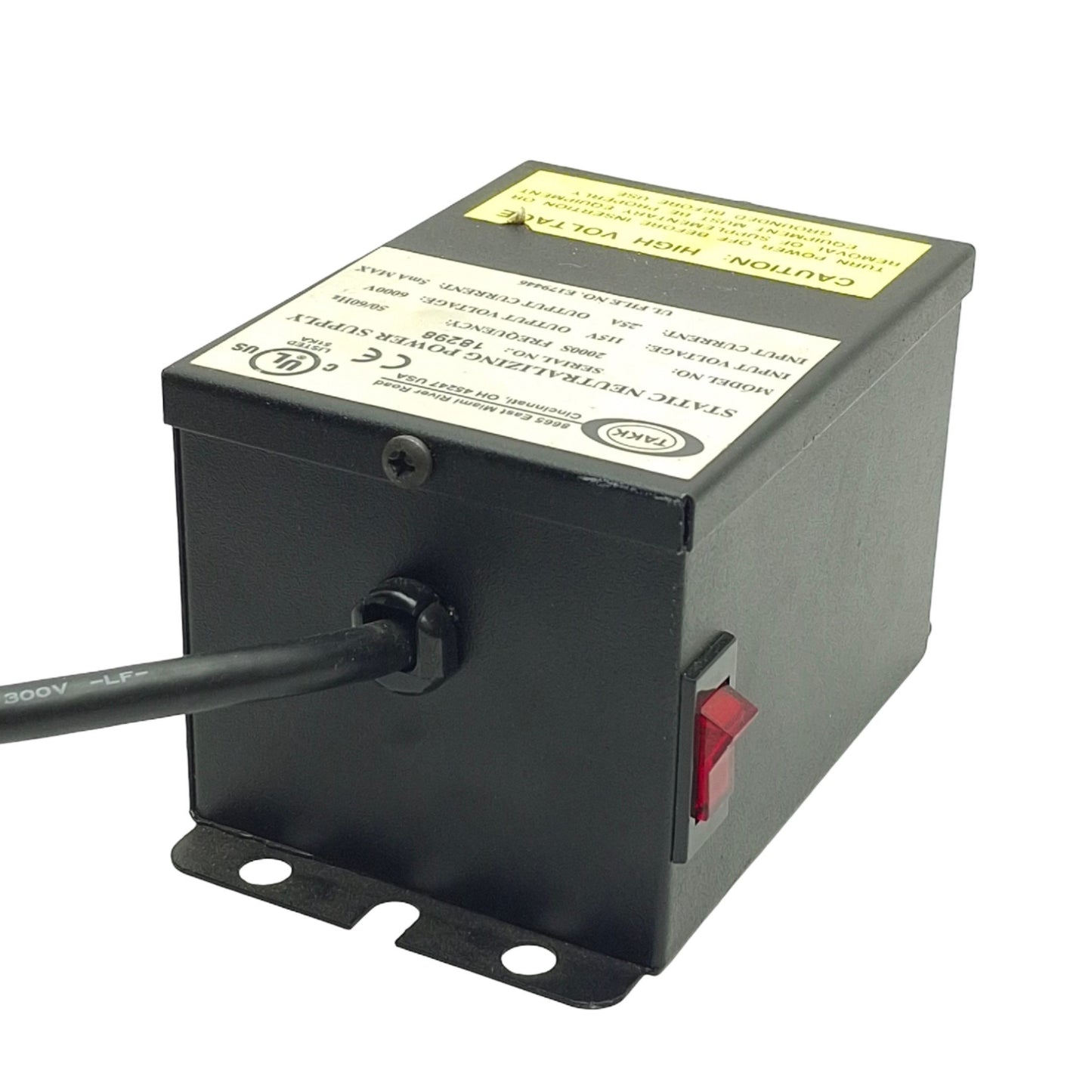 Used Takk Industries 2000S Power Supply For Static Eliminators, 115VAC Input, 6000V