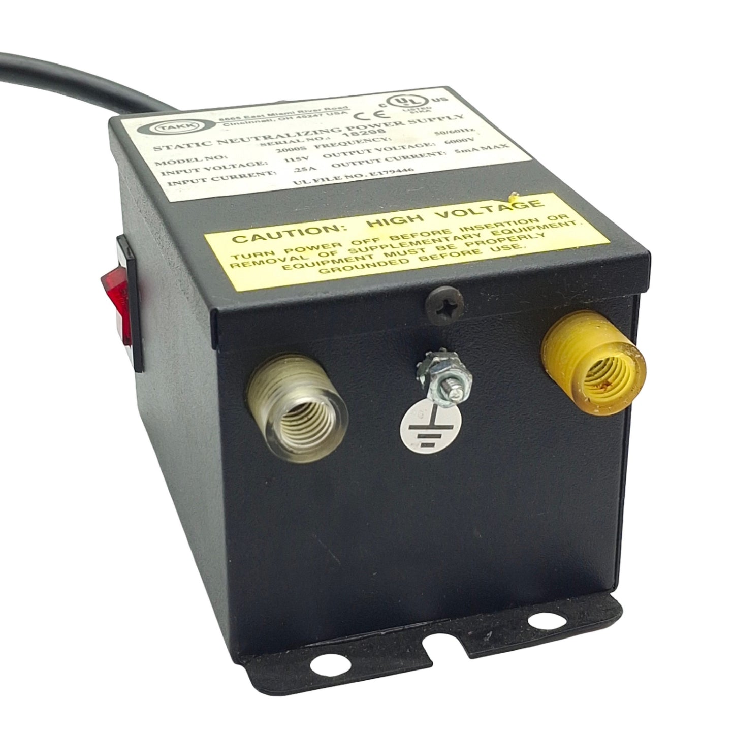 Used Takk Industries 2000S Power Supply For Static Eliminators, 115VAC Input, 6000V