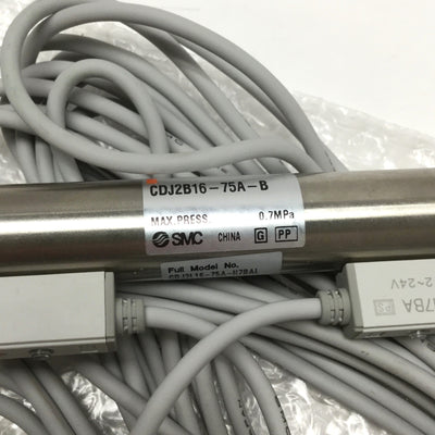 New – Open box SMC CDJ2L16-75A-H7BAL Air Cylinder, Ø16mm Bore, 75mm Stroke w/Auto Switches