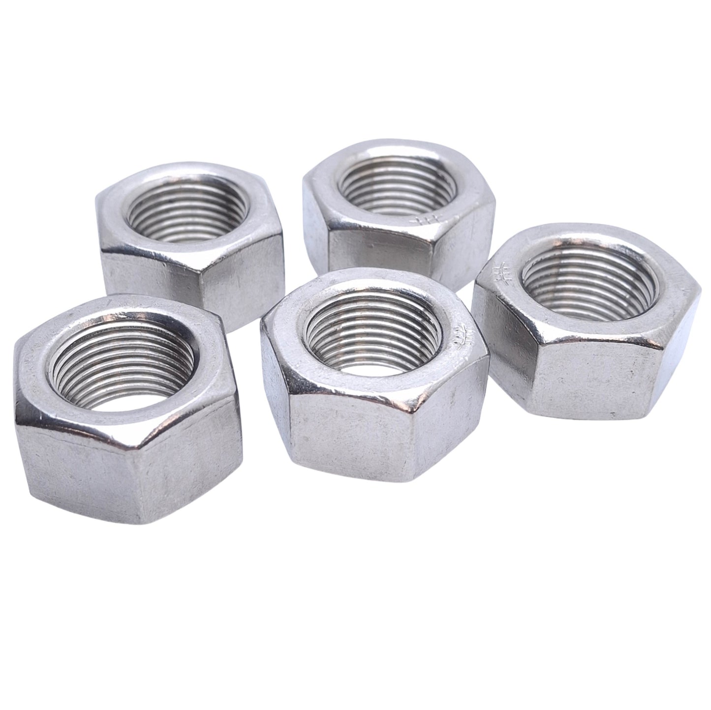 New – Open box Lot of 5 MSC 87925772 Stainless Steel Hex Nut 3/4-16in Thread, 1-1/8in Width