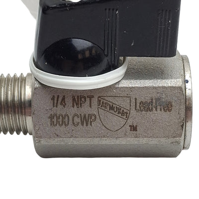 New – Open box IAPMO R&T Q104 Manual Ball Valve 1/4in NPT Male& Female, Two Position, 1000CWP