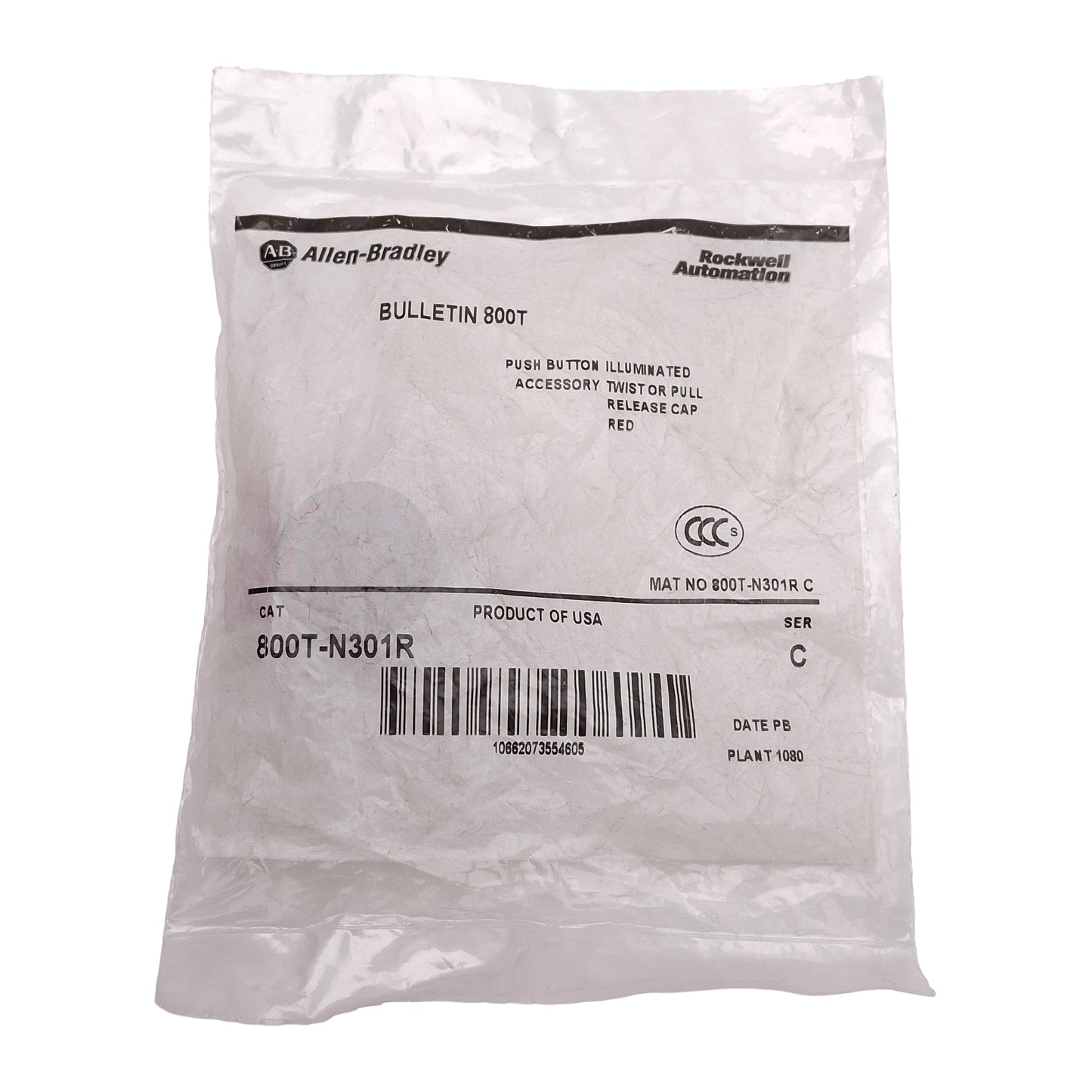 Used Allen Bradley 800T-N301R Red Illuminated Twist Release ø30mm Push Button Cap