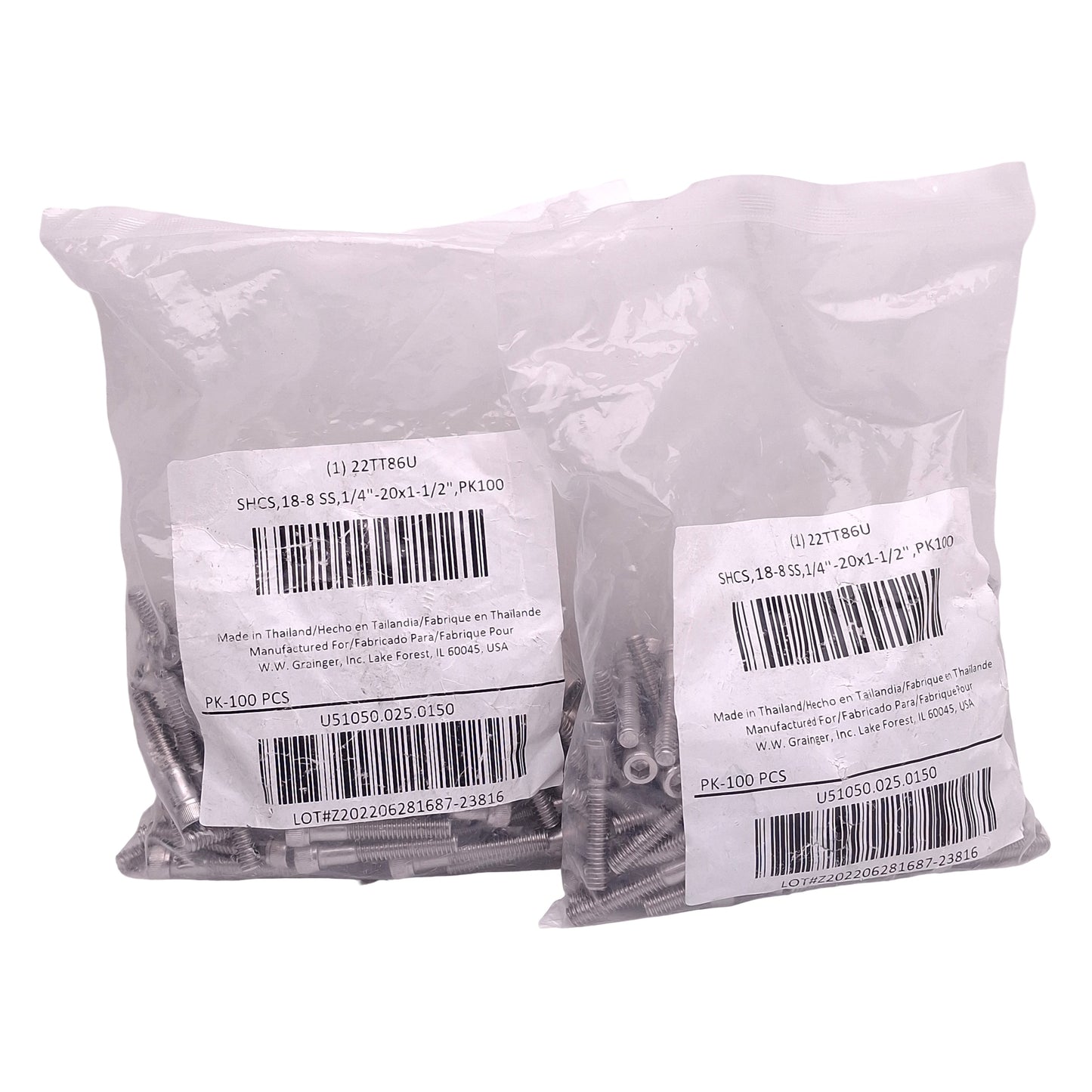 New Lot of 200 Grainger U51050.025.0150 Socket Head Cap Screw 1/4in-20 T x 1-1/2in L