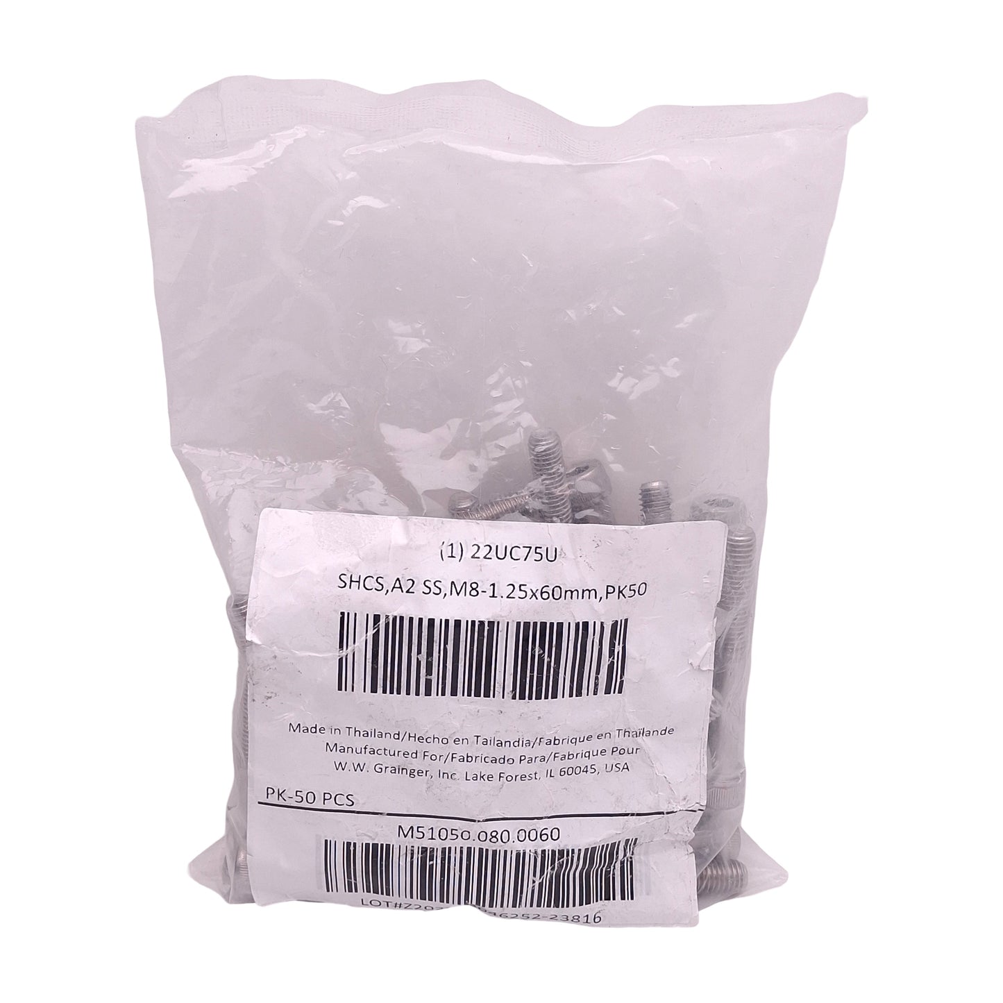 New Lot of 50 Grainger M51050.080.0060 Socket Head Cap Screw M8-1.25 Thread x 60mm L