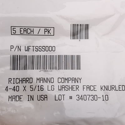 New Lot of 25 Richard Manno WFTSSS000 Thumb Screw, #4-40 x 5/16in Long, 18-8SS
