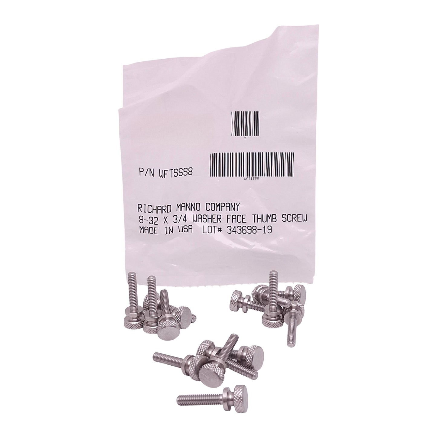 New Lot of 15 Richard Manno WFTSSS8 Washer Face Thumb Screw, #8-32 Thread x 3/4in L