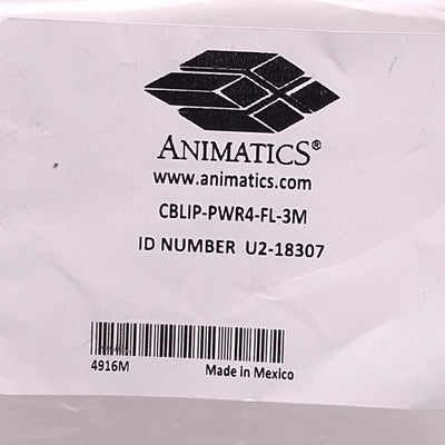 New Moog Animatics CBLIP-PWR4-FL-3M Drive/Control Power Cable 4-Pin M16 to Leads, 3m