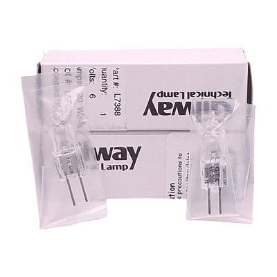 New Lot of 2 Gilway L7388 Quartz Halogen Lamp, 6V 10W, 420lm, G-4 2-Pin 4mm, 30mm L