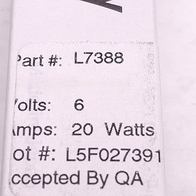 New Lot of 2 Gilway L7388 Quartz Halogen Lamp, 6V 10W, 420lm, G-4 2-Pin 4mm, 30mm L