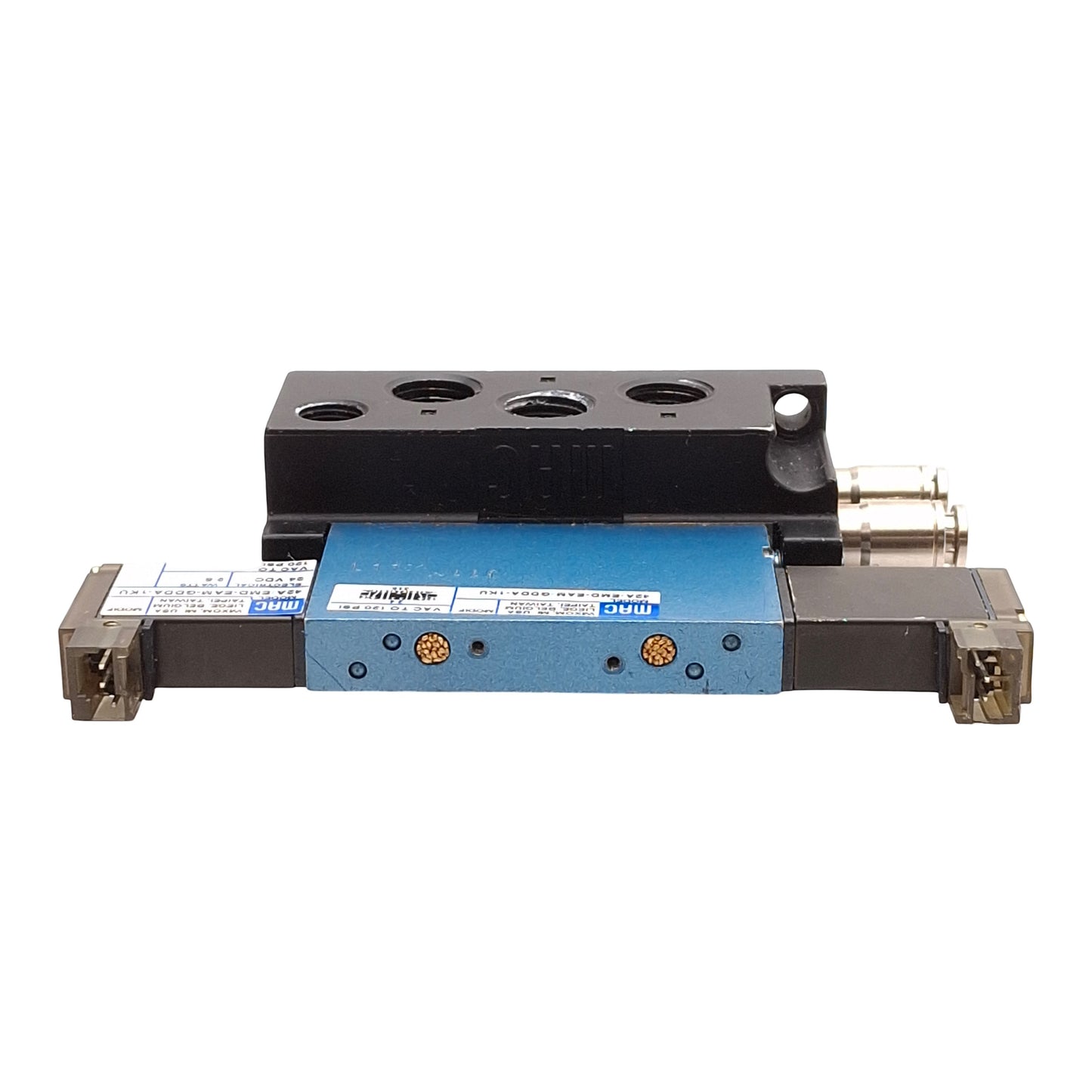 Used MAC 42A-EMD-EAM-GDDA-1KU Solenoid Valve, 5/3-Way, 120psi, 1/4in NPT, 24VDC Coil