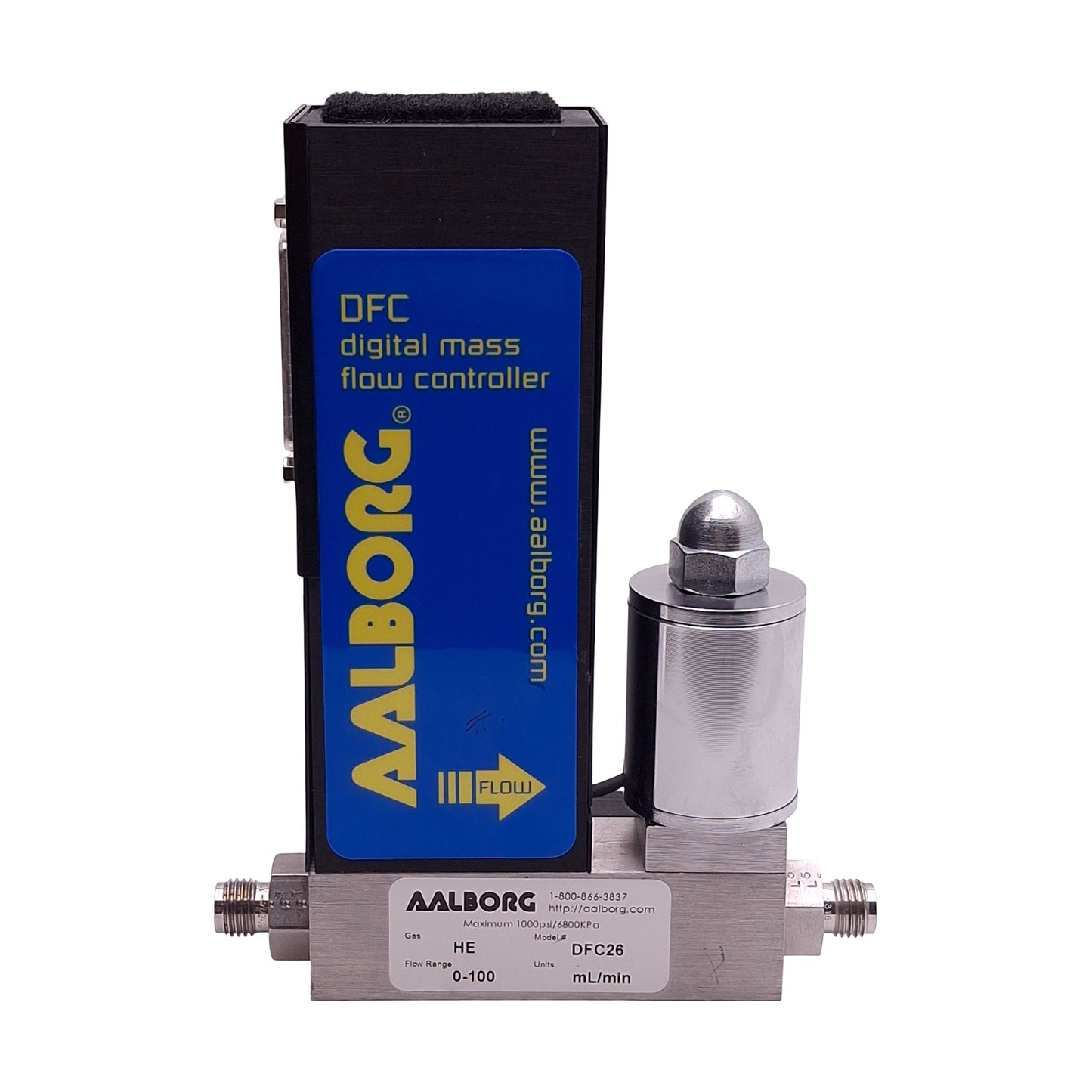 Used Aalborg DFCS-011156 DFC26 Mass Flow Controller 0-100mL/min, 1000psi, RS232 15VDC