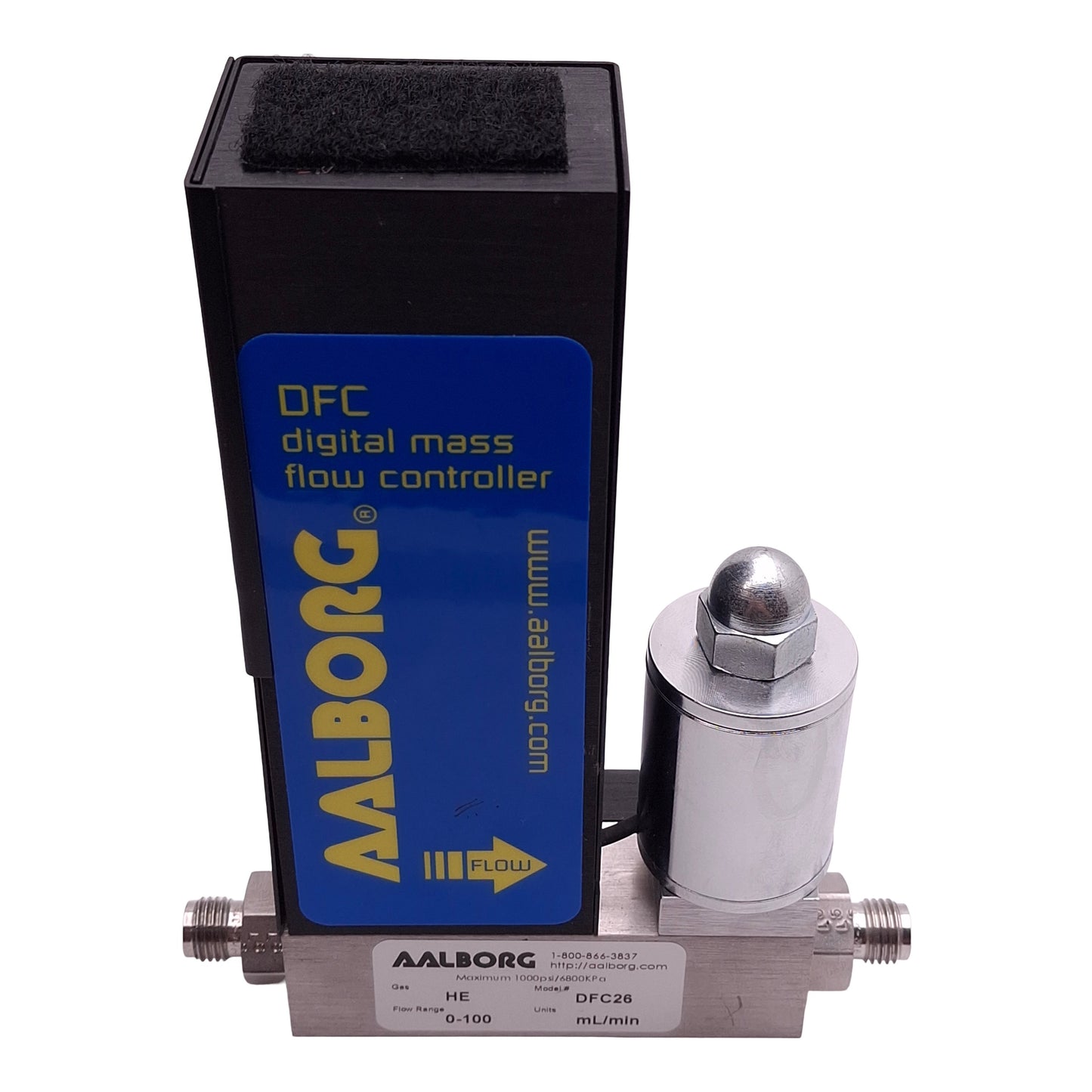 Used Aalborg DFCS-011156 DFC26 Mass Flow Controller 0-100mL/min, 1000psi, RS232 15VDC