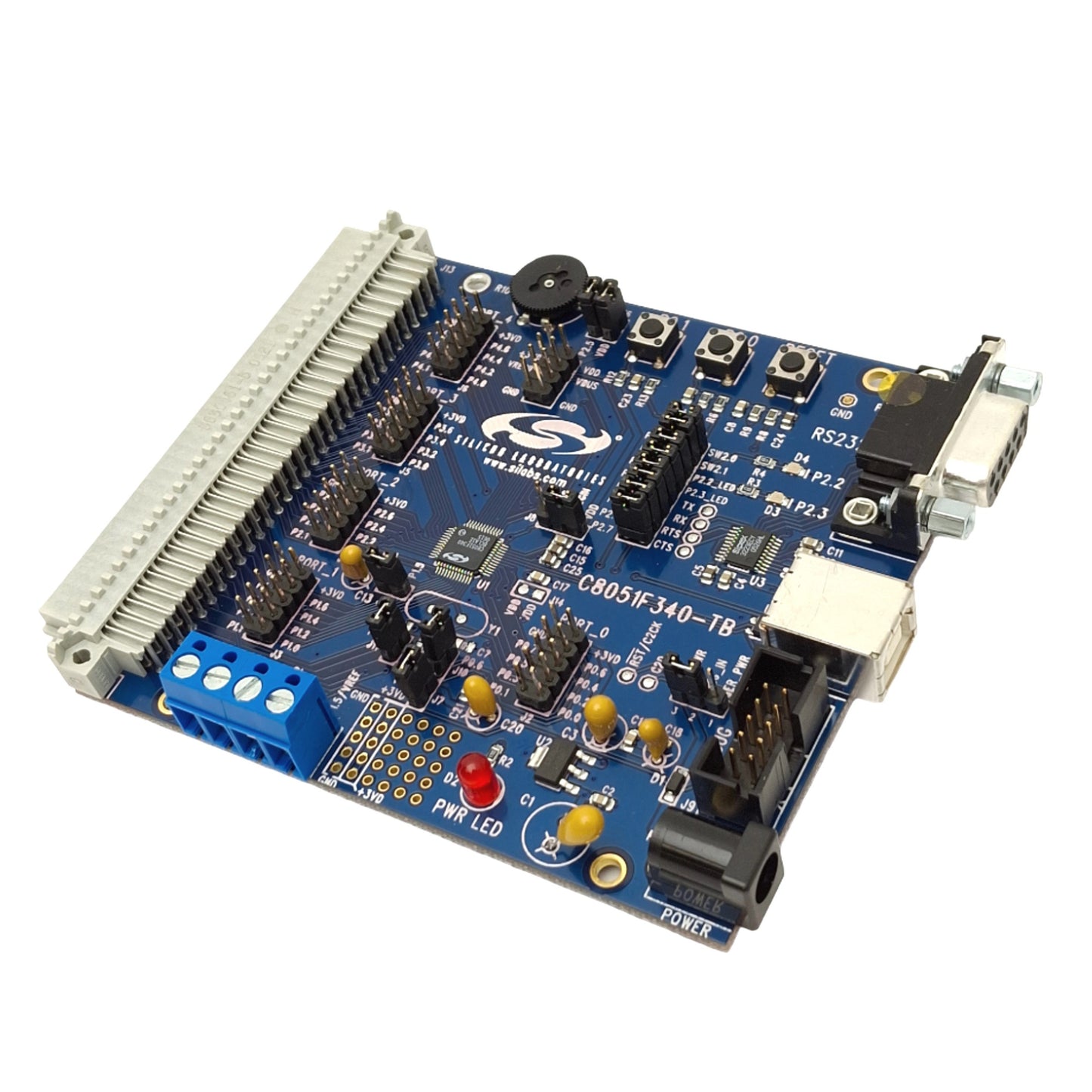 Used Silicon Laboratories C8051F340-TB Development Board, 8051 8-bit CPU, USB, RS232