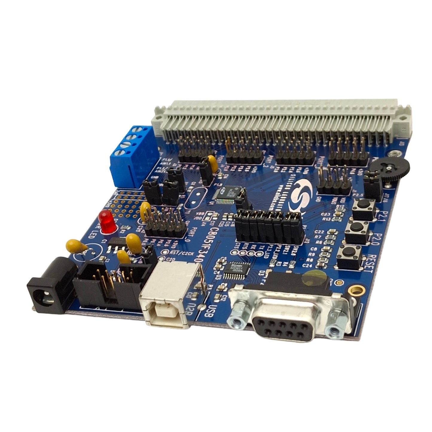 Used Silicon Laboratories C8051F340-TB Development Board, 8051 8-bit CPU, USB, RS232
