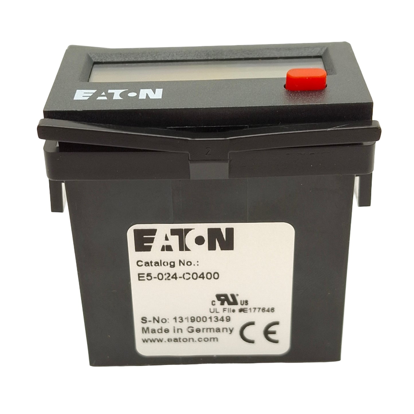 Used Eaton E5-024-C0400 LCD Display Counter/Totalizer, 8-Digit, PNP/NPN, 1/32 DIN