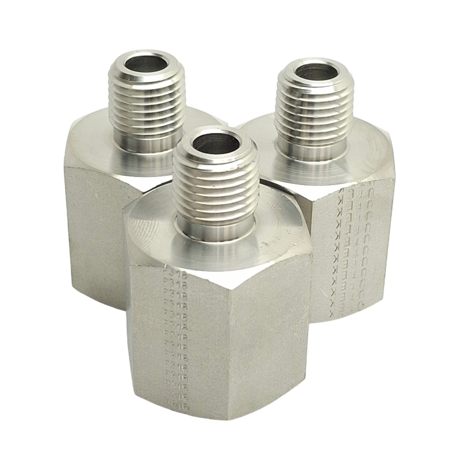 New – Open box Lot of 3 SSP 1/2X1/4RA Reducing Adapter Fittings, 1/2in NPT to 1/4in NPT Male