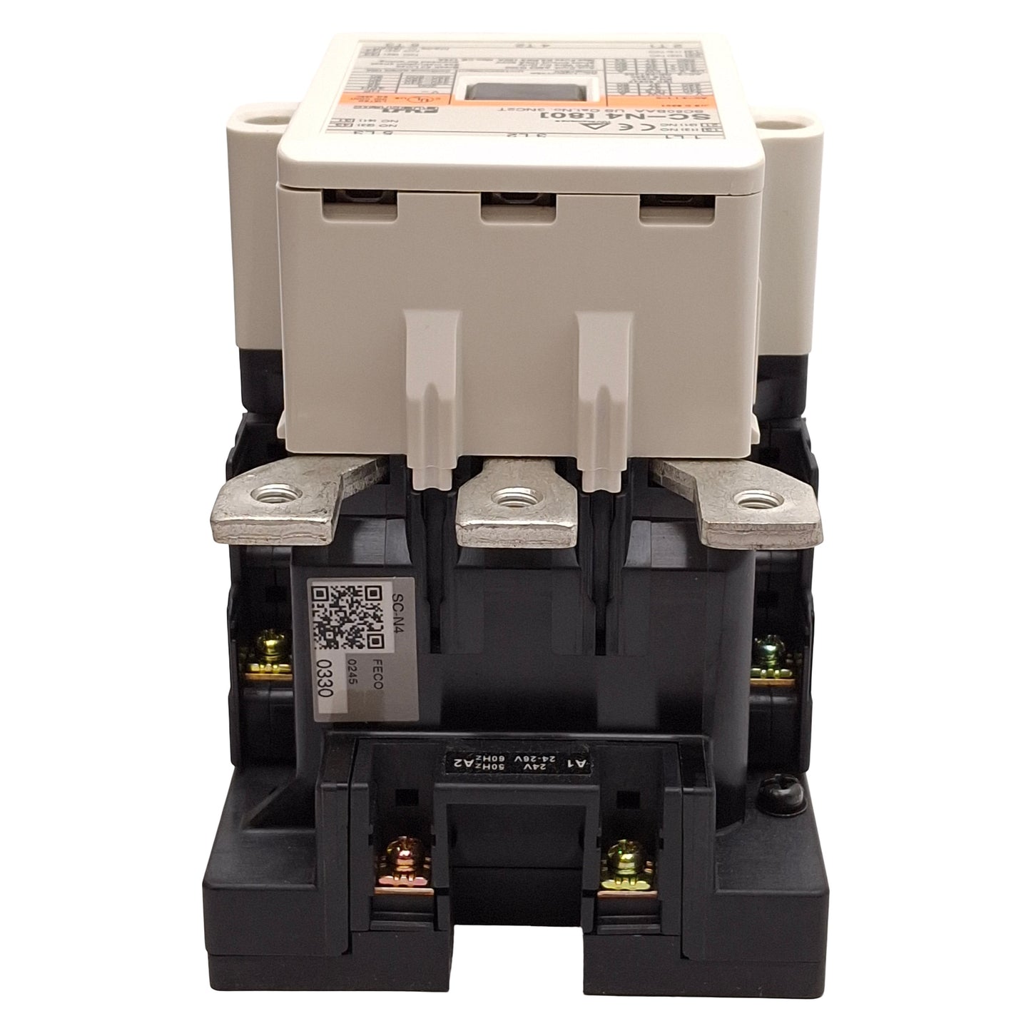 New Fuji SC-N4 Contactor, 3-Pole, 2NO+2NC Aux, 80A, 22kW @ 240VAC, 24-26VAC Coil