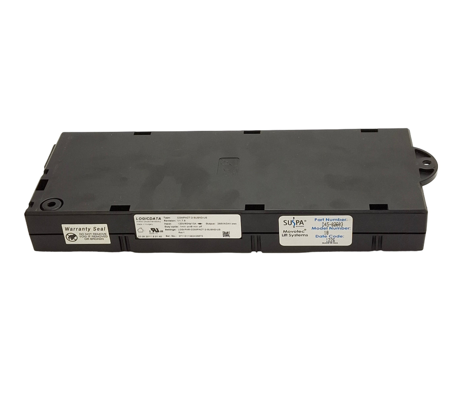 Used LOGICDATA COMPACT-2-SUSND-US Lift System Controller, 120VAC In, 228VAC/24VDC Out