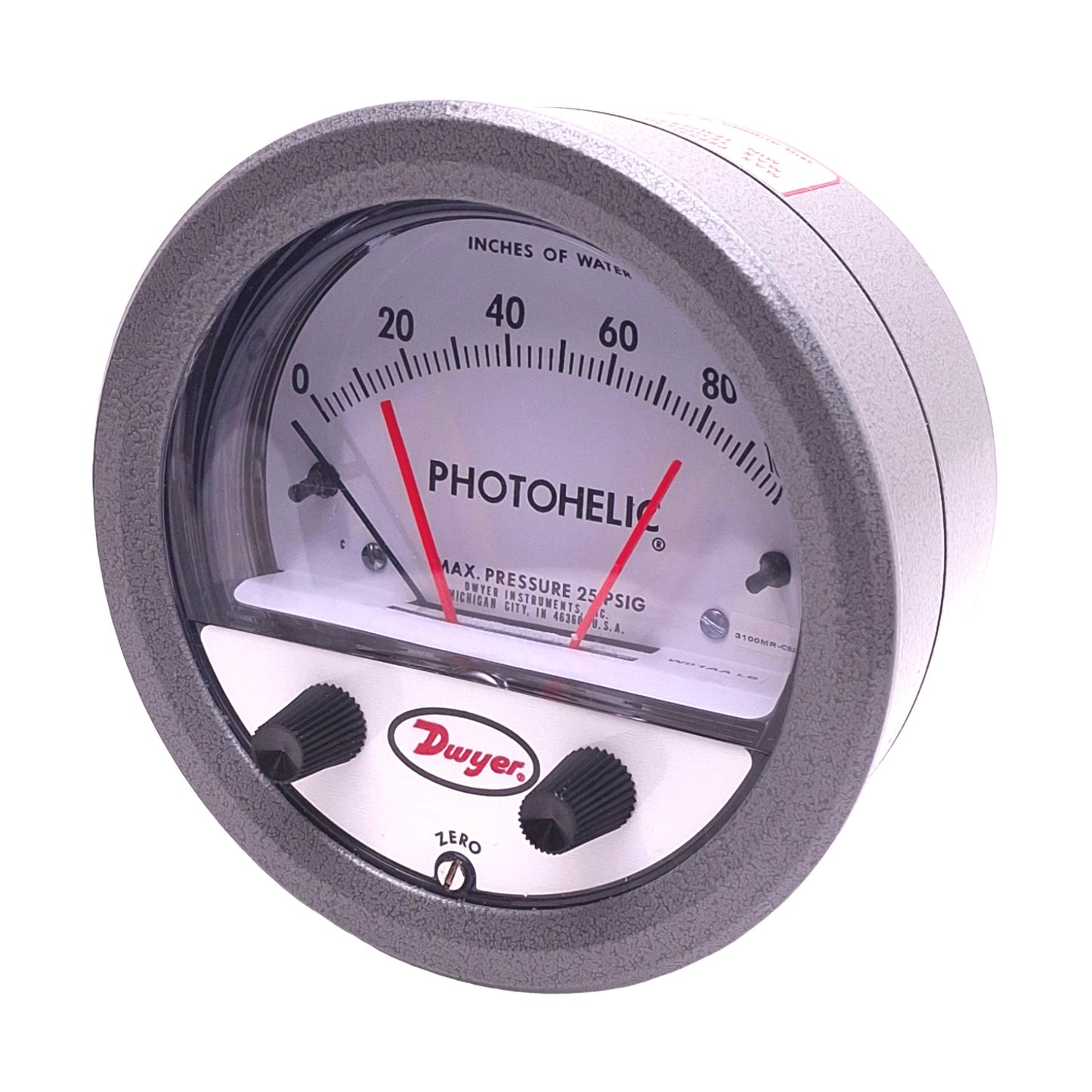New – Open box Dwyer 3100MR-CBL20 Photohelic Pressure Switch/Gauge 24VDC SPDT NO/NC, 0-100inH₂O