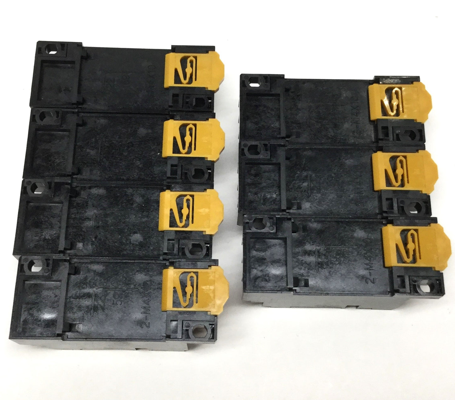 New – Open box Lot of 7 Omron PYF14A-E Relay Base Sockets, 14-Pin Blade, 250VAC 5A, DIN Rail