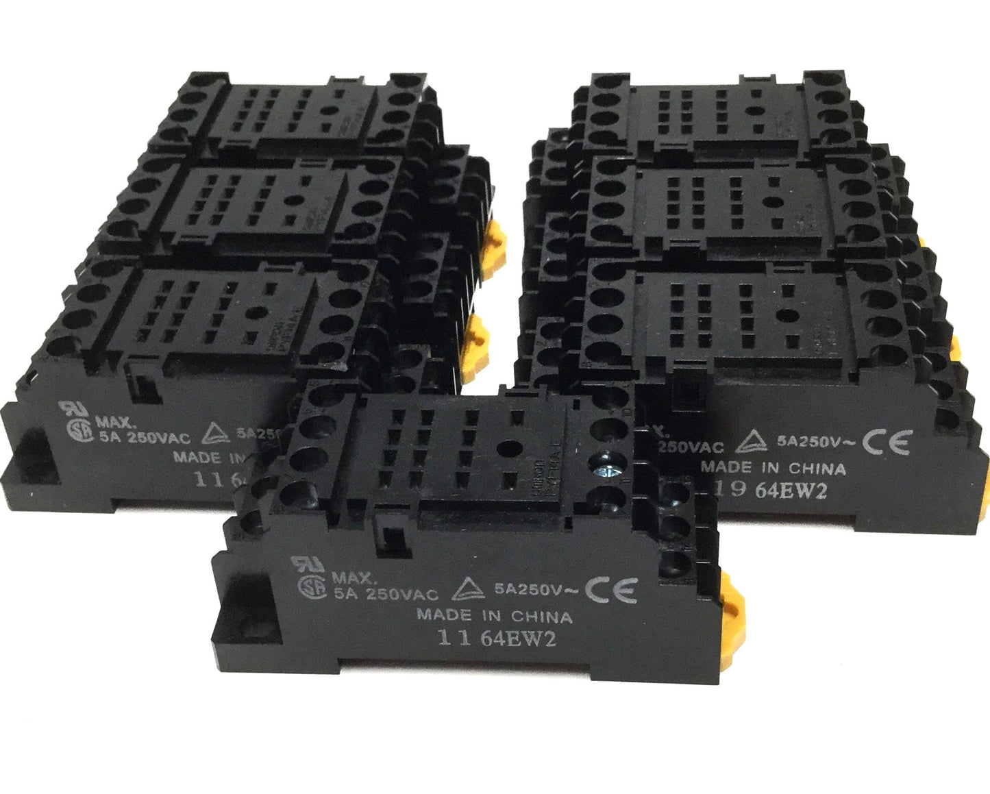 New – Open box Lot of 7 Omron PYF14A-E Relay Base Sockets, 14-Pin Blade, 250VAC 5A, DIN Rail