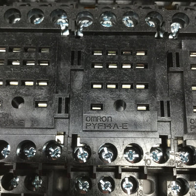 New – Open box Lot of 7 Omron PYF14A-E Relay Base Sockets, 14-Pin Blade, 250VAC 5A, DIN Rail