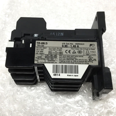 New Fuji TR-0N/3 Thermal Overload Relay, 3-Element, 0.95-1.45A Adjustable w/DIN Base