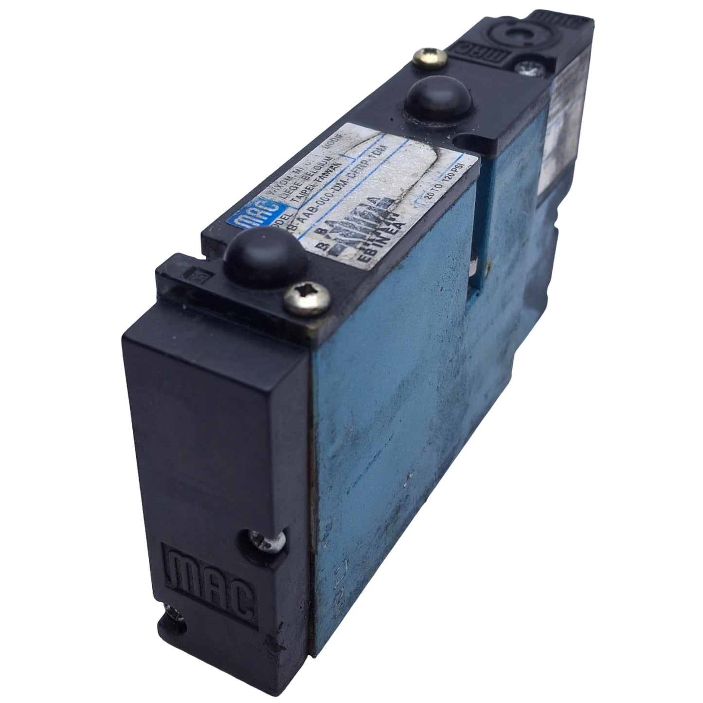 Used MAC 92B-AAB-000-DM-DFRP-1DM Solenoid Piloted Valve 5 Position 2 Port,120PSI Max