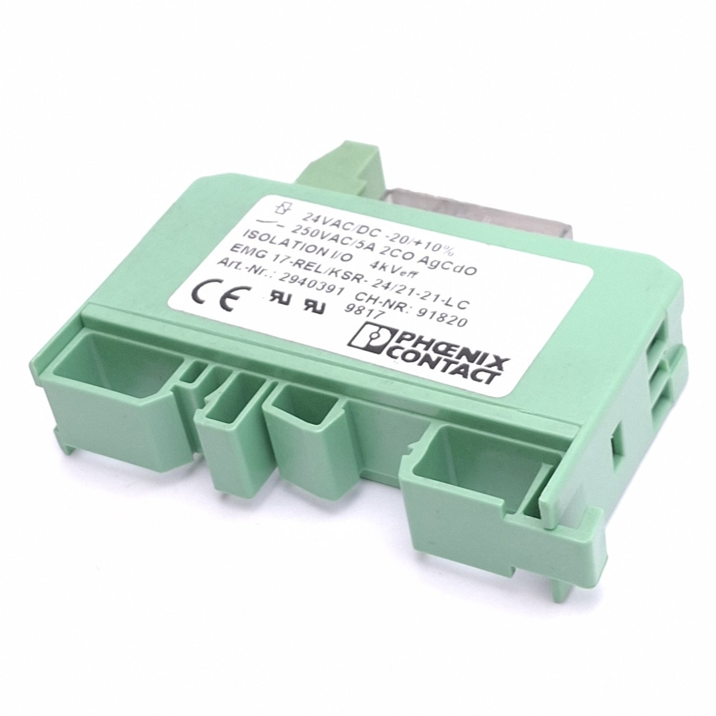 Used Phoenix Contact 2940391 Relay Module, DPDT, 250V 5A Max, 24VAC/DC Coil