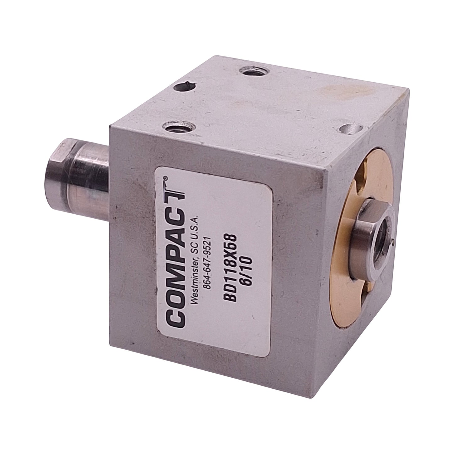 Used Compact BD118X58 Pneumatic Cylinder, 1-1/8in Bore, 5/8in Stroke, 1/8in NPT