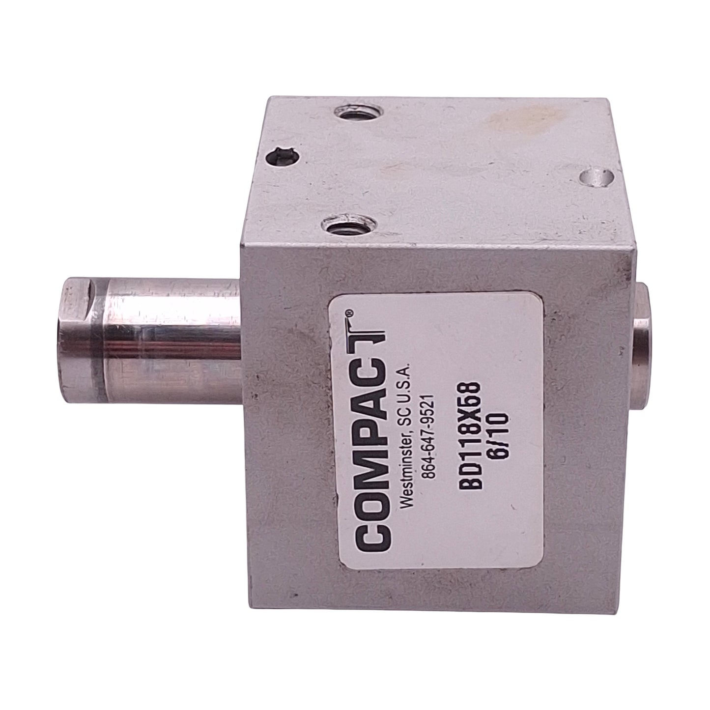 Used Compact BD118X58 Pneumatic Cylinder, 1-1/8in Bore, 5/8in Stroke, 1/8in NPT