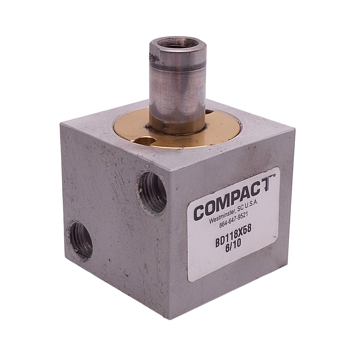 Used Compact BD118X58 Pneumatic Cylinder, 1-1/8in Bore, 5/8in Stroke, 1/8in NPT