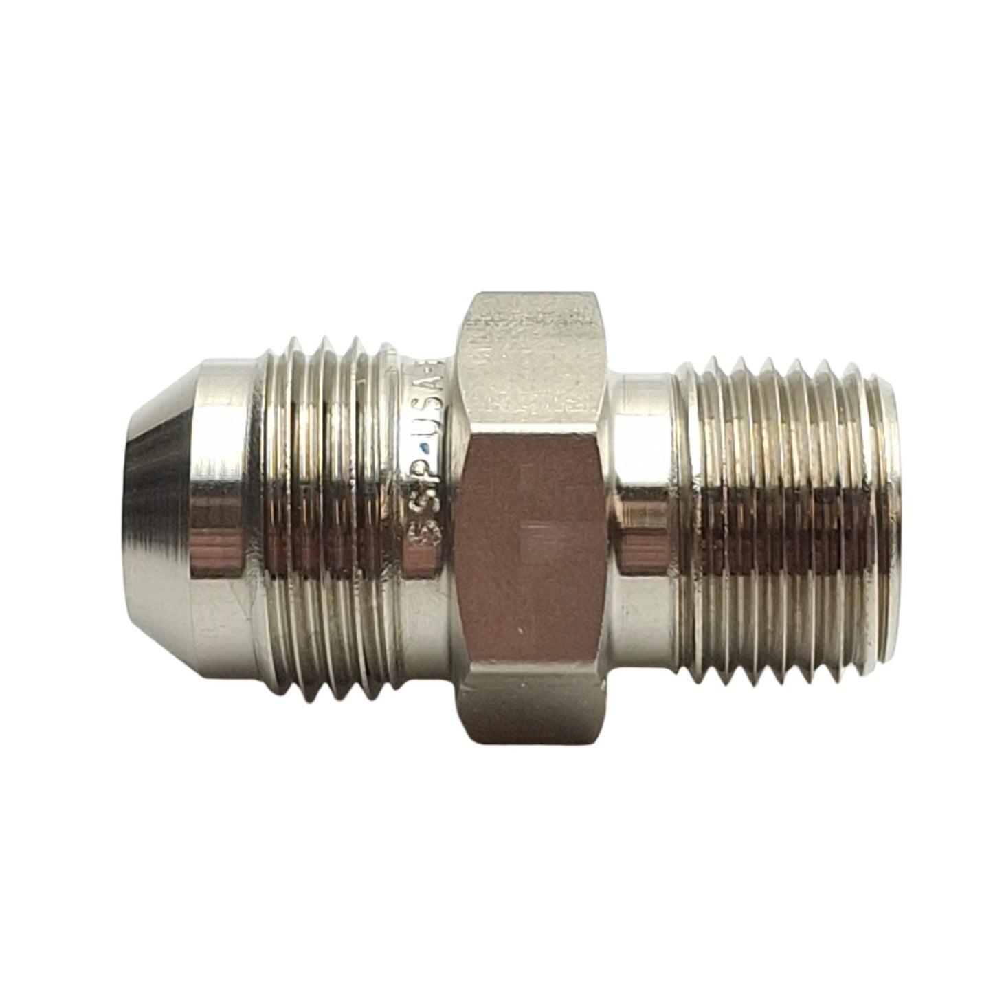 New – Open box Lot of 5 SSP J8C Male Connector, Male SAE 37° Flare to Male 3/8in NPT, Stainless