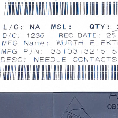 New – Open box Lot of 2300 Wurth Elektronik 3310313201515 Needle Contact ø0.6mm, 3.2 x 1.5mm