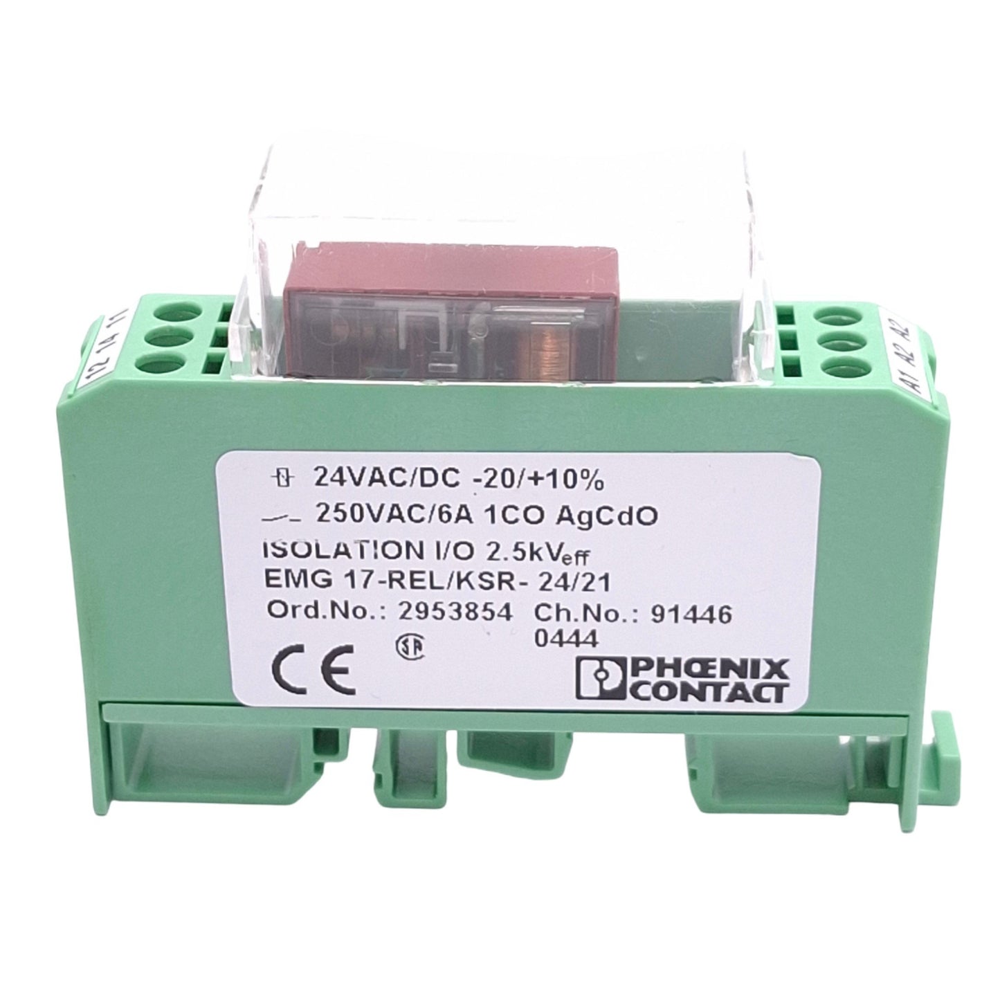 Used Phoenix Contact 2953854 Relay Module, SPDT, 250V 6A Max, 24VAC/DC Coil