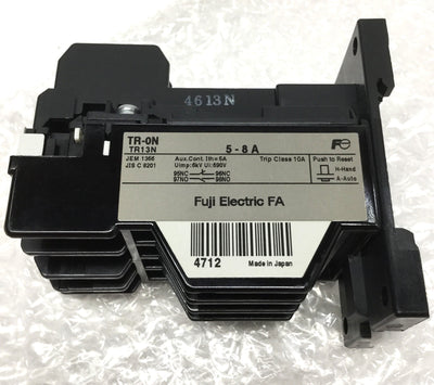 New Fuji TR-0N Thermal Overload Relay, 2-Element, 5-8A Adjustable w/DIN Base