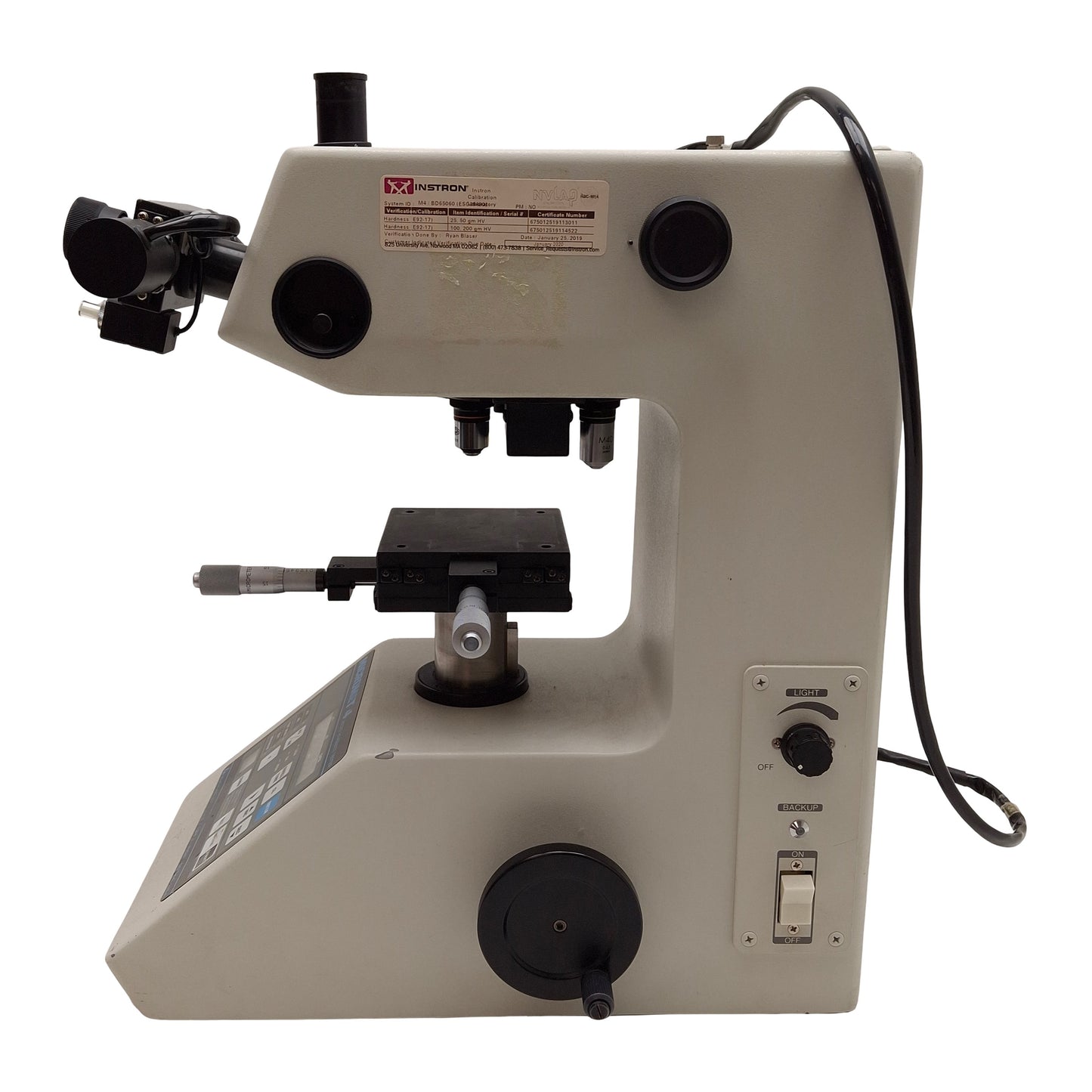 Used Beuhler Micromet 4 Micro Hardness Tester, RS232C, IEEE 488 GPIB, 110VAC *Lens*