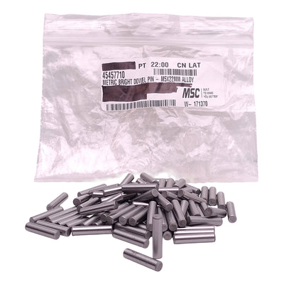 New Lot of 90 MSC 45457710 Bright Dowel Pin, ø5mm OD x 22mm OAL, Alloy Steel