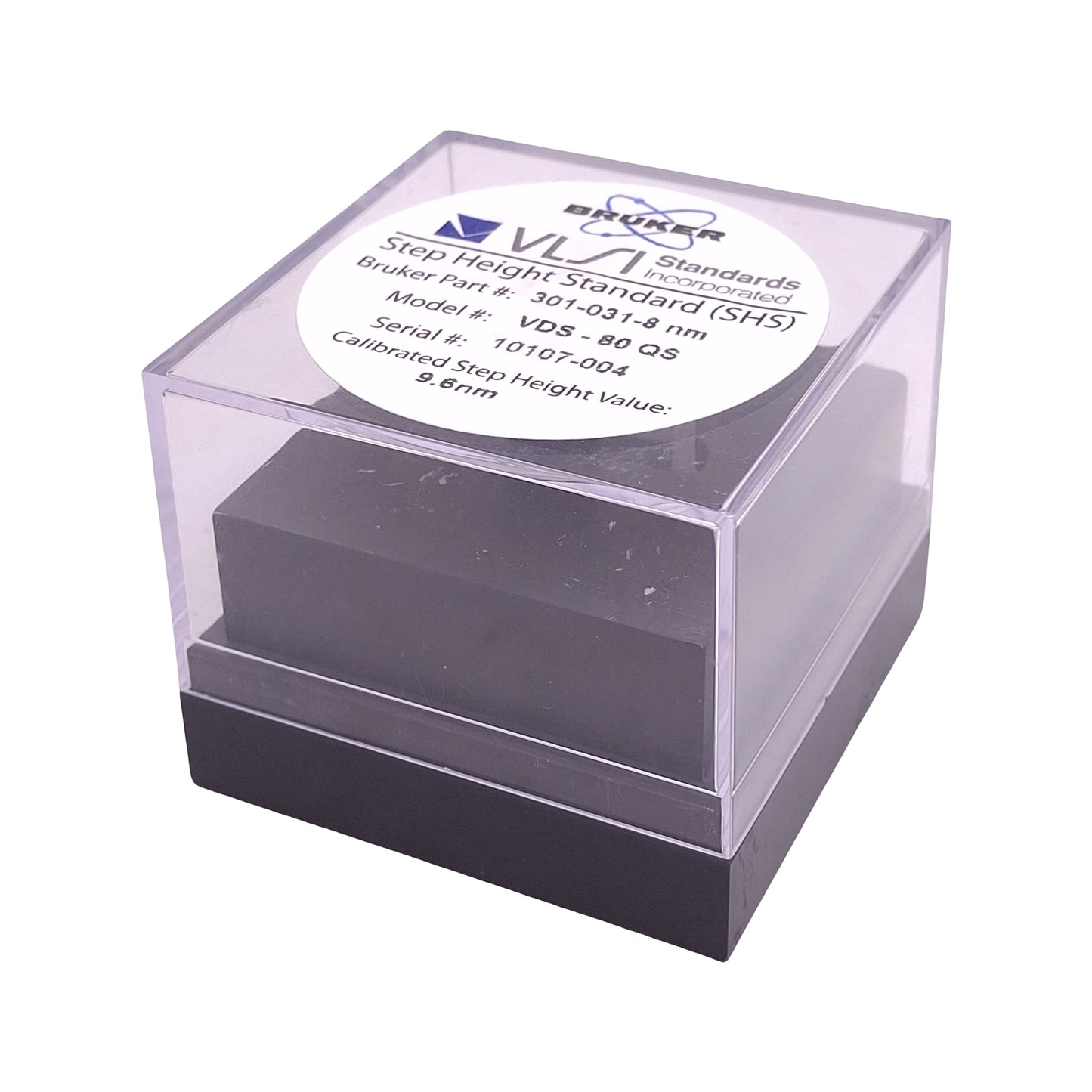 Used VLSI Standards VDS-80QS Step Height Standard Calibrator, 9.6nm, 1 x 1 x 0.23in