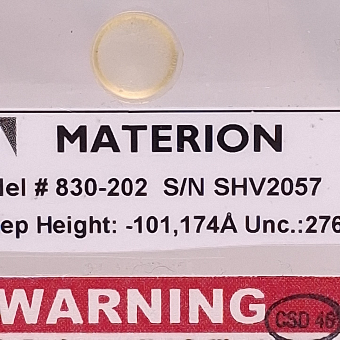 Used Veeco Materion 830-202 SHV2057 Step Height Standard Calibrator, 10.24µm, 1" x 1"
