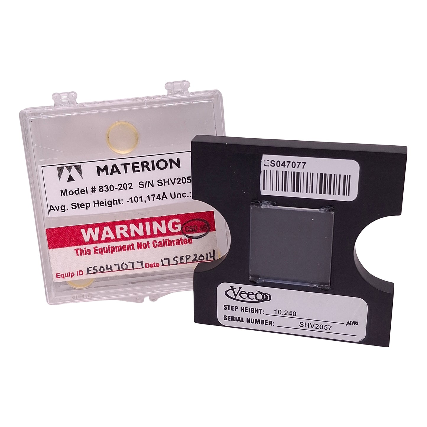 Used Veeco Materion 830-202 SHV2057 Step Height Standard Calibrator, 10.24µm, 1" x 1"