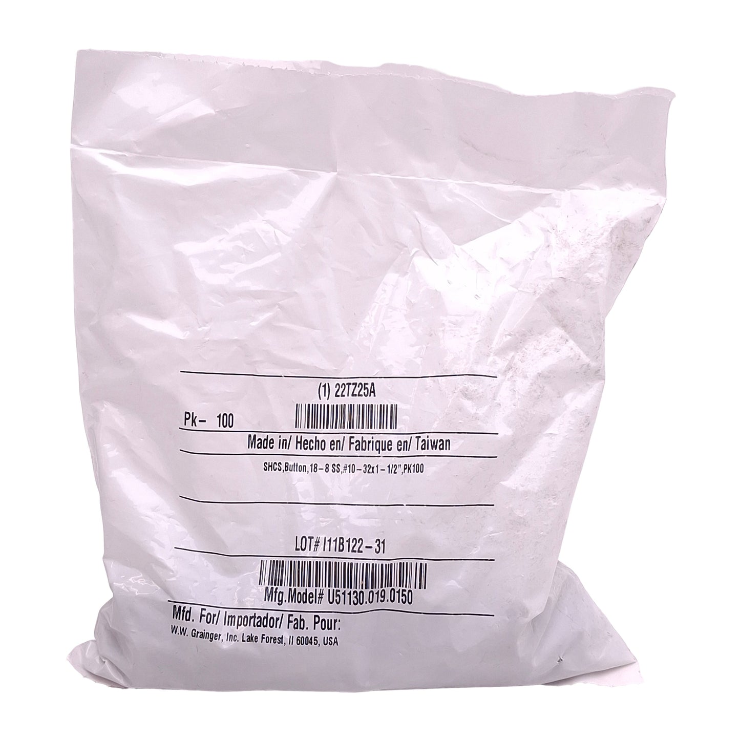 New Lot of 100 U51130.019.0150 22TZ25A Socket Head Cap Screw, #10-32 T x 1-1/2in L