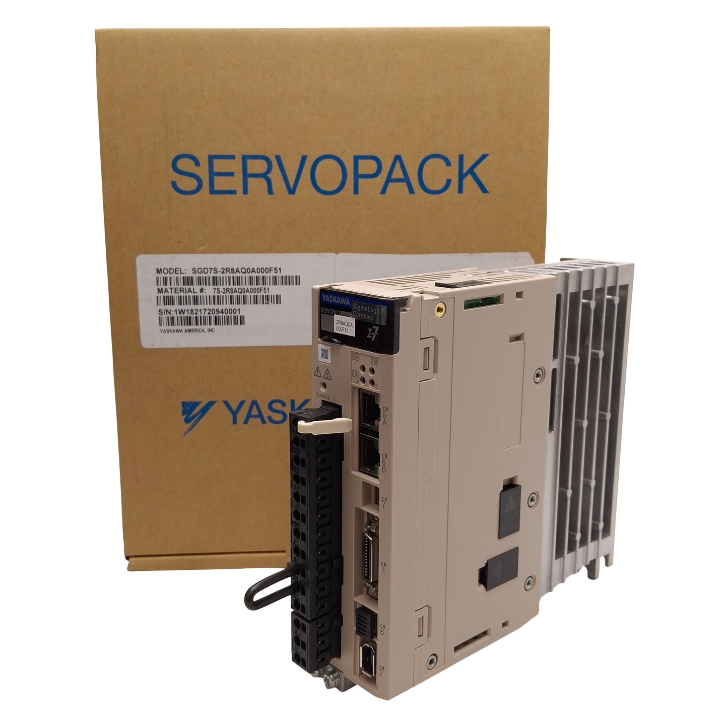 New Yaskawa SGD7S-2R8AQ0A000F51 SigmaLogic7 Compact Servopack 400W, 3Ø 240VAC, 500Hz