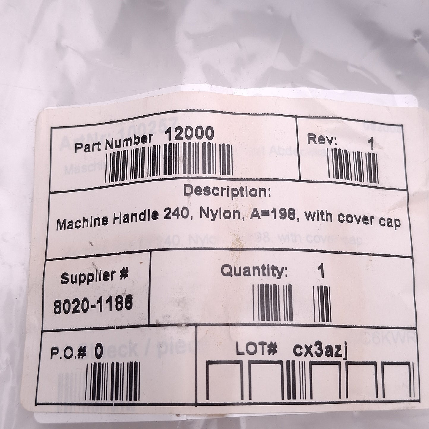 New 80/20 12000 Ergonomic Plastic Nylon Handle, Black, 45/40/15 Series, 100mm W