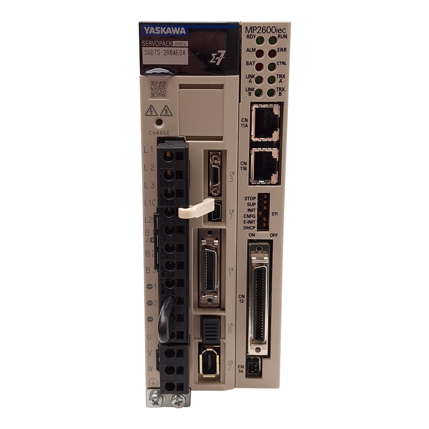 New Yaskawa SGD7S-2R8AE0A000300 SigmaLogic7 Compact Servopack 400W, 3Ø 240VAC, 500Hz