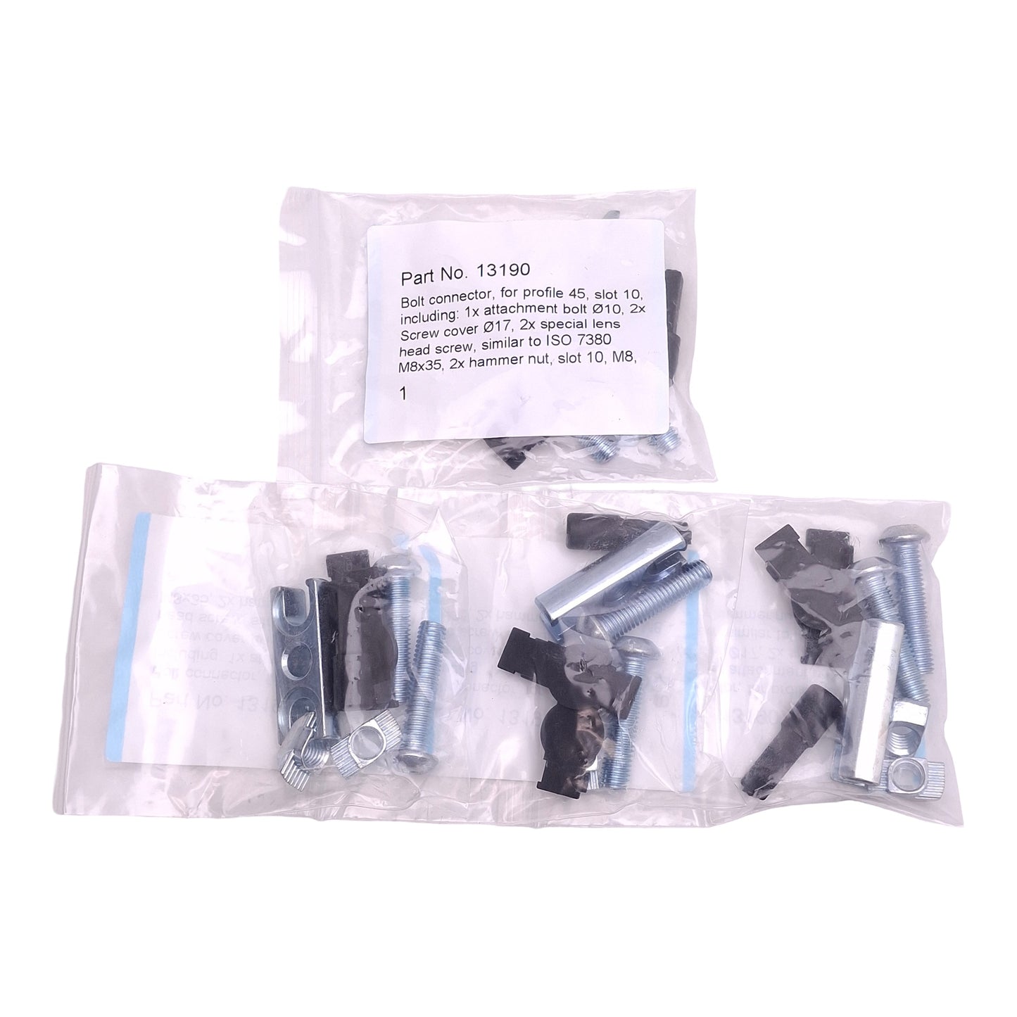 New Lot of 4 80/20 13190 Bolt Connector, 45 Series, M8 x 35, 42 L x 19 W x 44.4mm H