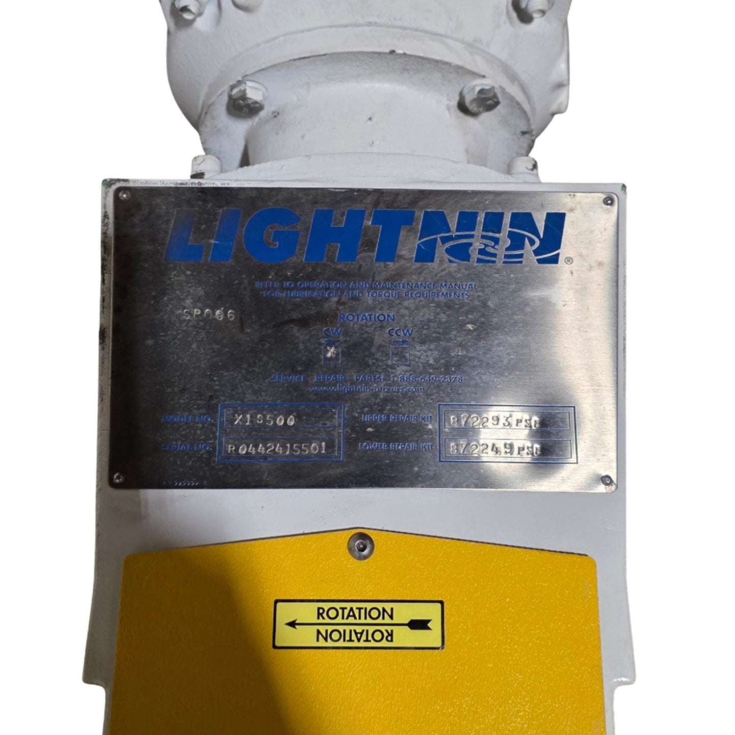 Used Lightnin Mixer X1S500 Fixed Mount Closed Tank Direct Drive Mixer 5HP 230/460VAC