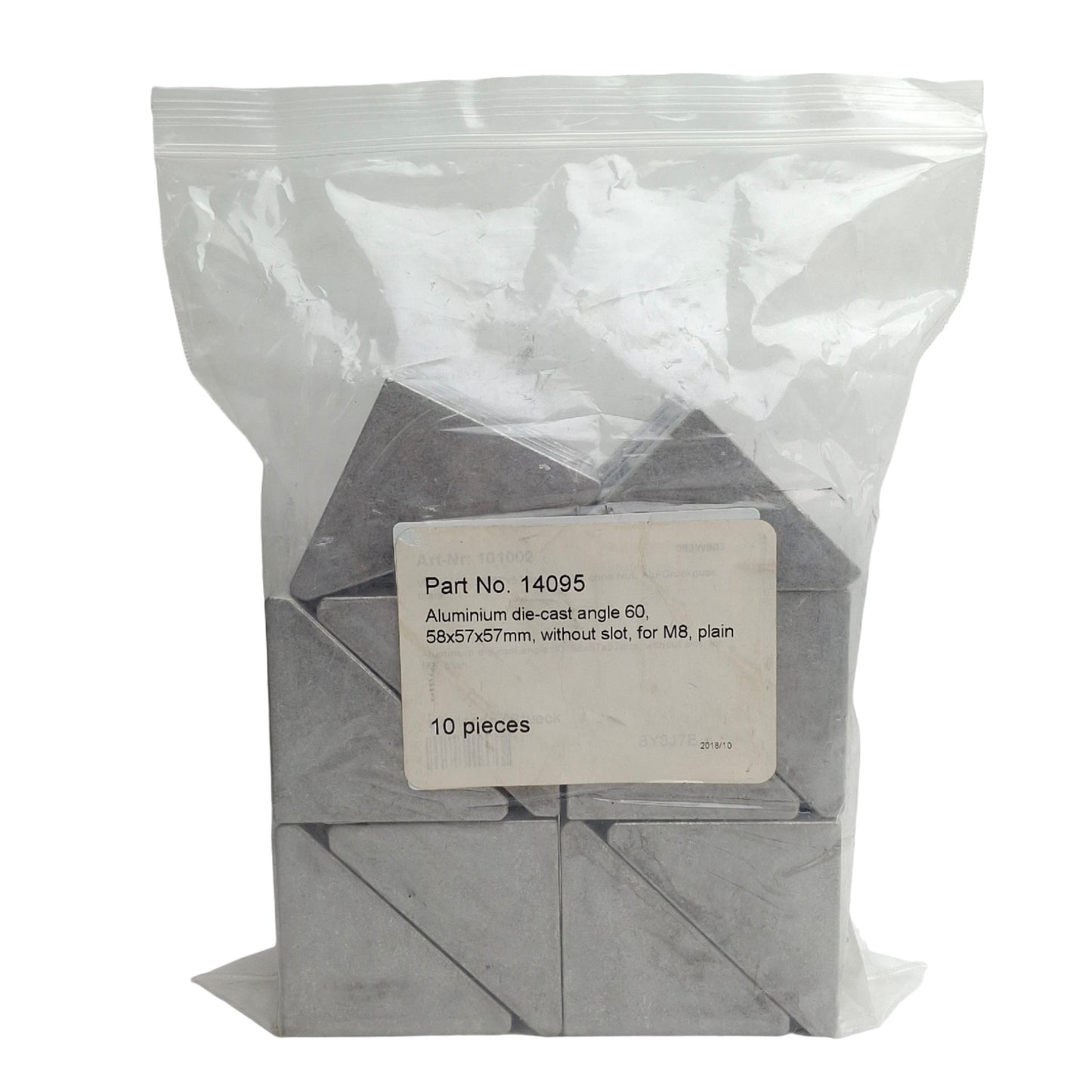 New – Open box Lot of 10 Fath 093W603 Aluminum Extrusion Angle Bracket, for 60mm Profile