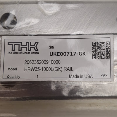 New THK HRW35-1000L(GK) Linear Guide Rail, 69mm W x 19mm H x 1000mm L, 80mm Pitch